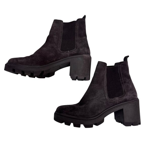 Splendid Shoes - EUC Splendid Melisa Chunky Heel Chelsea Boots – Black Suede – Size 9M
